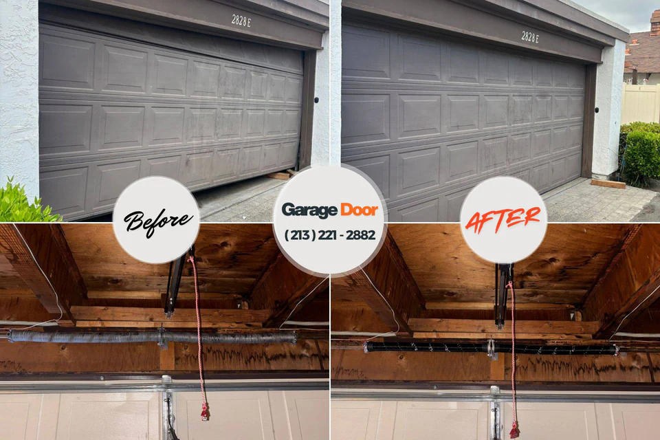 Before and after: garage door repair West Simsbury, CT